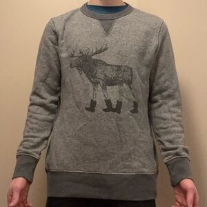 Merona Gray Men's Crewneck Sweater with Moose Design